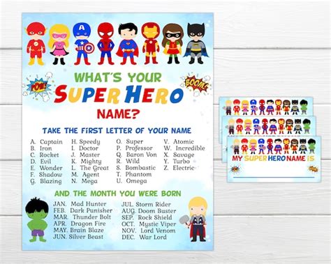 What Is Your Superhero Name Game Instant Download Instant Etsy