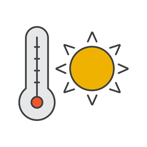 Summer Heat Color Icon Rising Sun With Thermometer Summer Weather