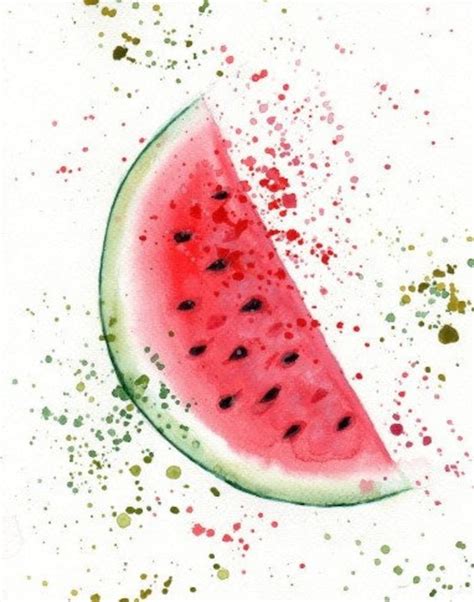 Watermelon Watercolor Print Painting Illustration Etsy