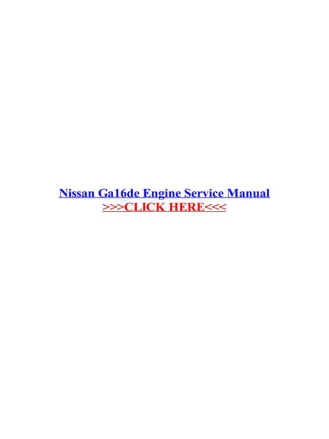 Nissan Ga16de Engine Service Manual Pdf Car Manufacturers Motor