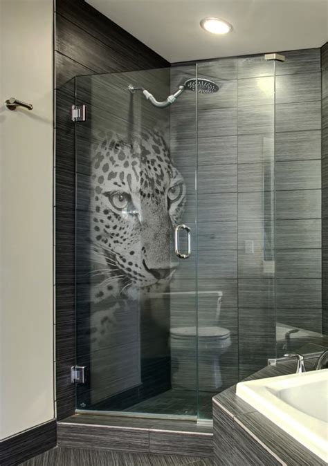 3d crystal glass trophy laser 3 led battery light up stand base display #s. Glass Shower Door Make-Over with 'Panther' 3D Laser-Print Design.