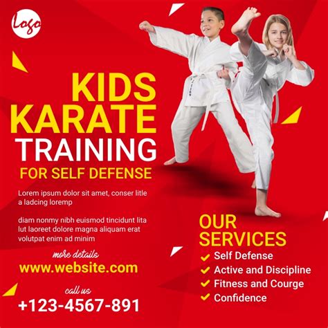 Plantilla De Publicitario De Entrenamiento De Karate Para Niños