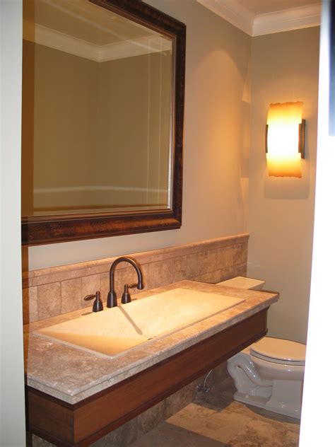 Floating Marble Powder Room Sink Contemporary Powder Room Seattle