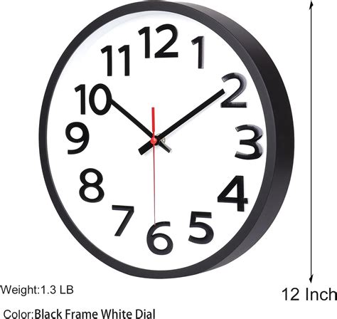 Buy Wall Clock 12 Inch Silent Non Ticking Big Numbers Easy To Read Wall
