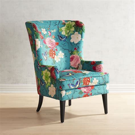 Austin leather swivel ottoman 100 full grain teal leather miami chair moud charlotte tufted leather chair postmodern teal green leather and aluminum armchair chairish ariel leather chair dark. Asher Flynn Floral Print Chair | Floral chair, Upholstered ...