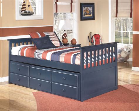 Leo Blue Twin Trundle Bed With Bunk Bed Mattress 2 Ez Furniture