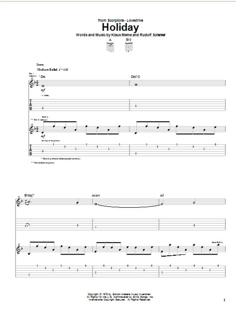Maybe you would like to learn more about one of these? Scorpions: Holiday - Guitar Tab | Sheetmusicdirect.com