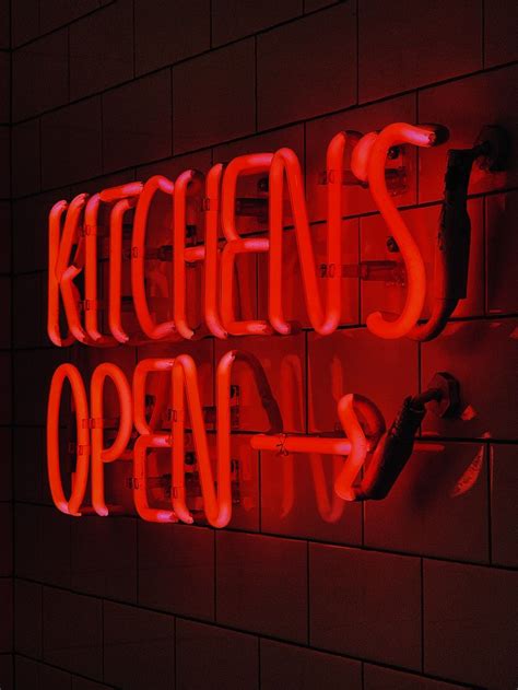 Kitchens Open Neon Sign Modern Kitchen Splashbacks Contemporary