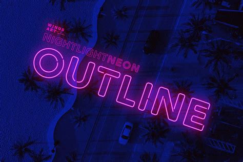 Retro Neon Font Outline Style By Wings Art Studio On Creativemarket