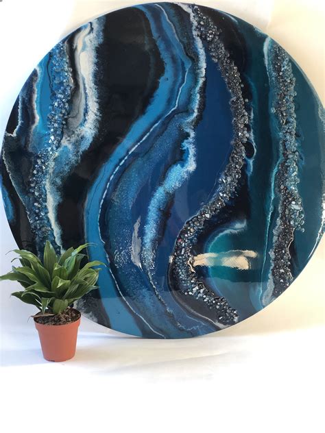 30 Blue Wall Art Resin Art Resin Painting Resin Geode Etsy In 2020