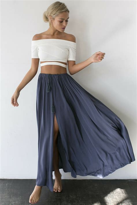 Summer 2019 New Womens Solid Skirt A Line Casual Jersey Gypsy Long Maxi