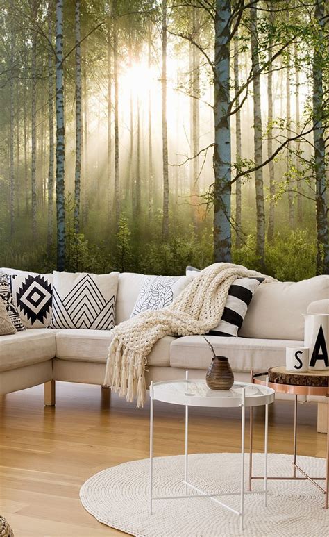 Add Some Greenery To Your Lounge With This Beautiful Forest Wall Mural