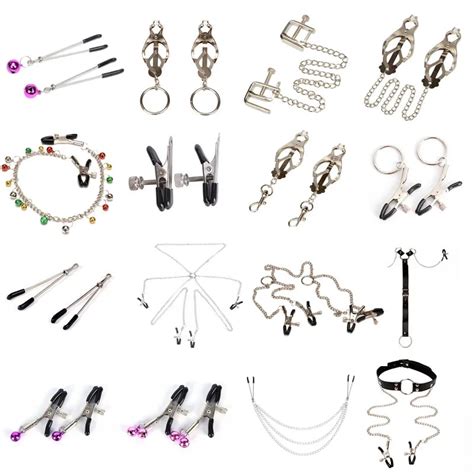 21 Style 1 Pair Sexy Nipple Clamps Labia Breast Nipple Clamps With Chain Clips Slave Bdsm Fetish