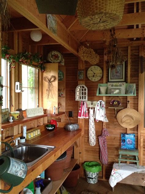 An empty shed is a rare thing. Garden house interior. | Garden shed interiors, Shed ...