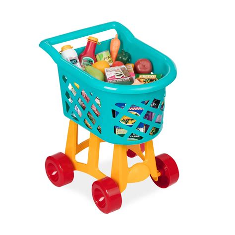 Battat Grocery Cart Deluxe Toy Shopping Cart With Pretend Play Food