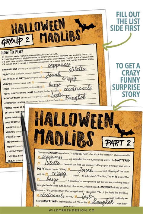 Scary Fun Halloween Mad Libs Party Game For Adults And Teens