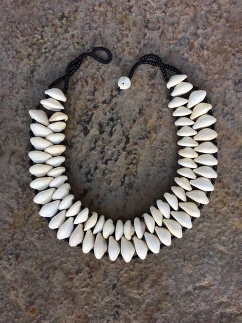 Cowrie Shell Beaded Necklace Strand Necklace Handmade Etsy