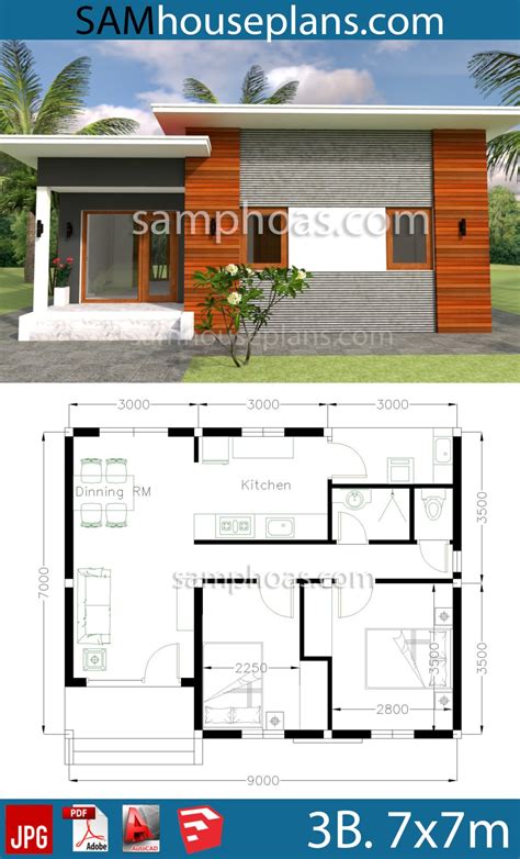 House Plans 9x7m With 2 Bedrooms Samhouseplans