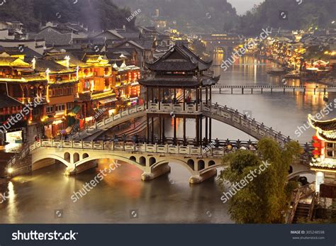 Fenghuang Phoenix Ancient Town Night Hunan Stock Photo 305248598