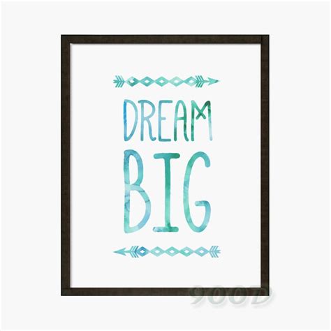 Watercolor Dream Big Quote Canvas Art Print Painting