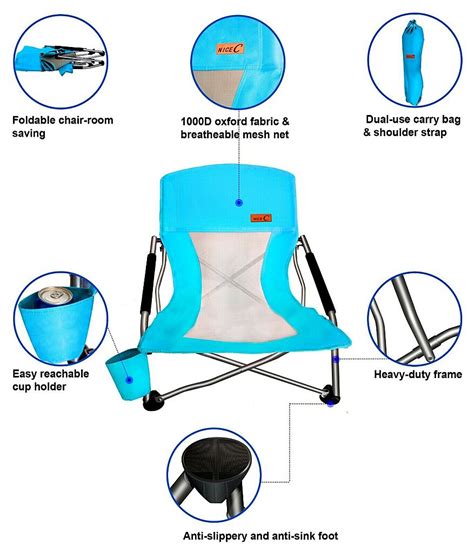 Merlinmall Folding Beach Chair Cup Holder Portable Camping Ultralight