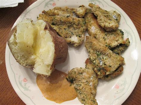 Diab2cook Healthy Herb Baked Catfish Nuggets W Baked Potato