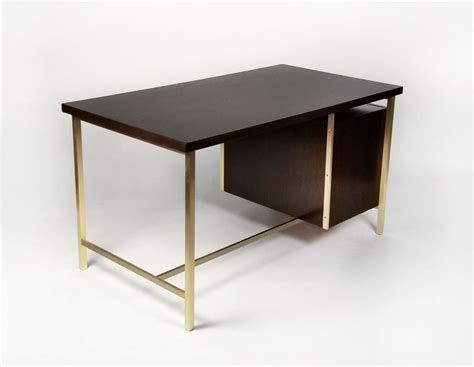 Paul Mccobb Brass And Mahogany Desk For The Connoisseur Collection H