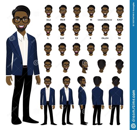 Cartoon Character With African American Business Man In Smart Suit For