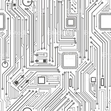 Computer Circuit Board Pattern Vector Seamless Texture Free Vector