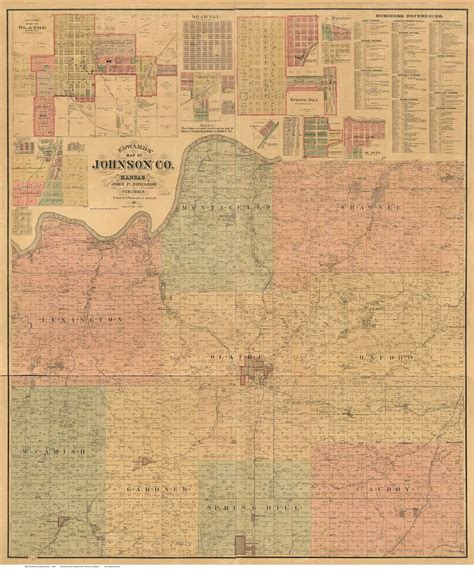 Johnson County Kansas 1886 Old Map Reprint Old Maps