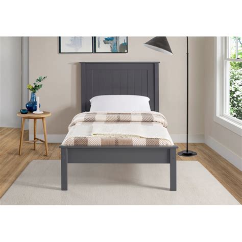 Kara Dark Grey Painted Low Foot End Wooden Bed Frame — Furnicomp