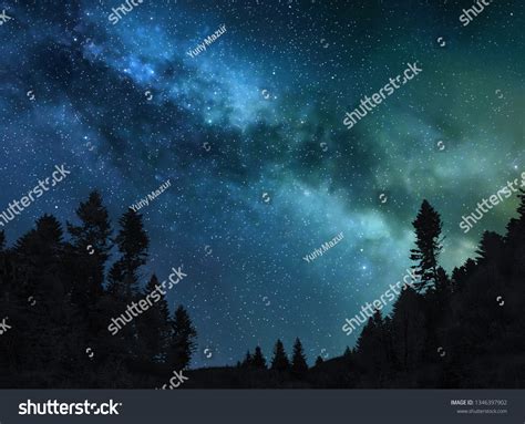 Picture Starry Night Sky Over Woods Stock Photo 1346397902 Shutterstock