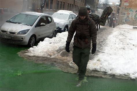 Pipe Bursts In Riga Green Water Floods The Streets Baltic News Network