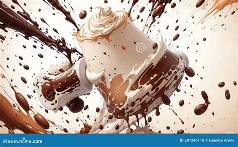 Creamy Coffee Milkshake Explosion A Graphic Illustration For National Coffee Milkshake Day AI