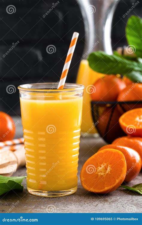 Mandarin Orange Juice Refreshing Summer Drink Stock Image Image Of