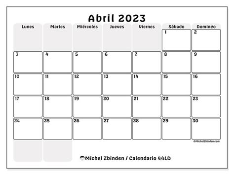 Calendario Abril 2023 Cajas Ld Michel Zbinden Gt