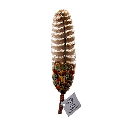 Native American Indian Hand Made Feather With Leather And Crystal Copper