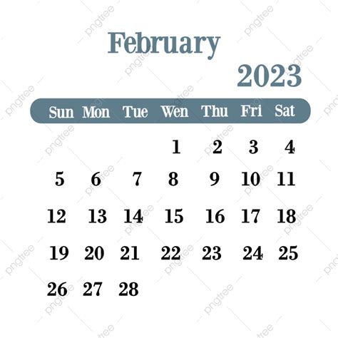 February 2023 Calendar Png Image February 2023 Calendar With Soft