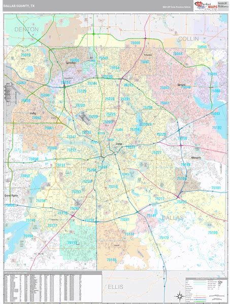 Dallas County Tx Wall Map Premium Style By Marketmaps