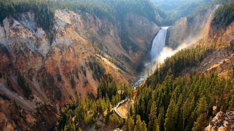 the lower falls in the grand canyon of the yellowstone in yellowstone national park