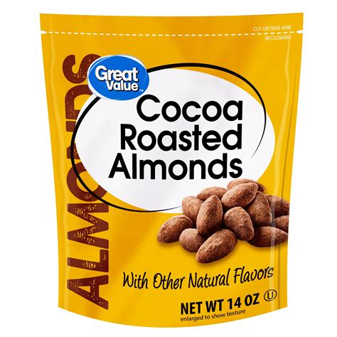 Great Value Cocoa Roasted Almonds With Other Natural Flavors 14 Oz