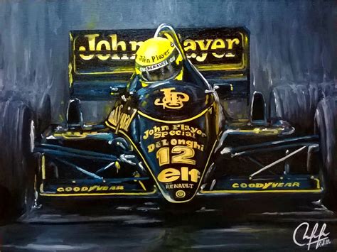Ayrton Senna En Lotus 98t John Player Special Óleo Sobre Tela 40x30