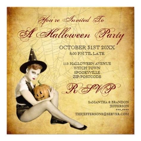 Witch And Pumpkin Halloween Party Invitation Halloween Party Invitations Halloween