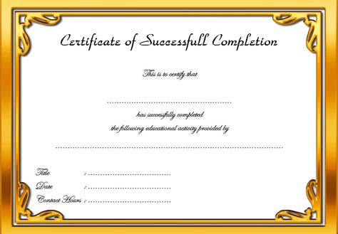 Editable Template Ideas Certificate Of Completion Template Free
