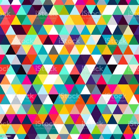 Abstract Seamless Pattern Of Triangles Mosaic Of Geometric Forms Stock