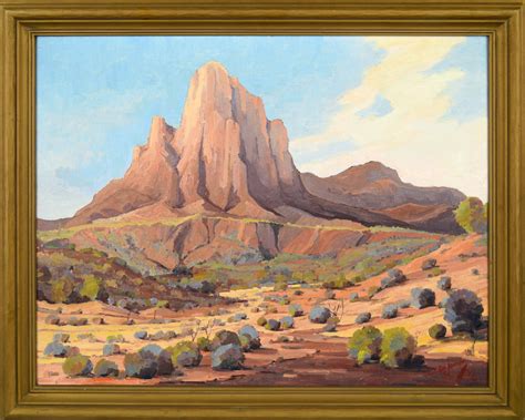 1945 Picacho Peak Arizona Southwest Landscape Oil Painting By Luther