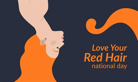 National Love Your Red Hair Day Banner Beautiful Girl With Red Hair Vector Illustration