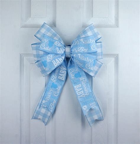 Handmade Blue And White Its A Boy Baby Boy Ribbon 10 Inch T Bow For