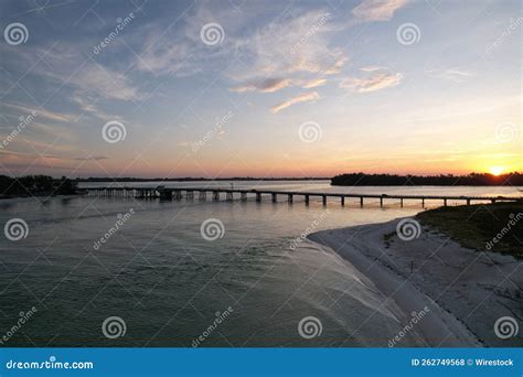 Longboat Pass Bridge during Sunrise in Longboat Key, Florida Stock