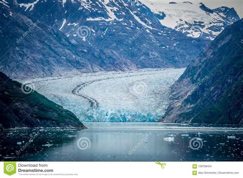 Sawyer Glacier At Tracy Arm Fjord In Alaska Panhandle Stock Photo